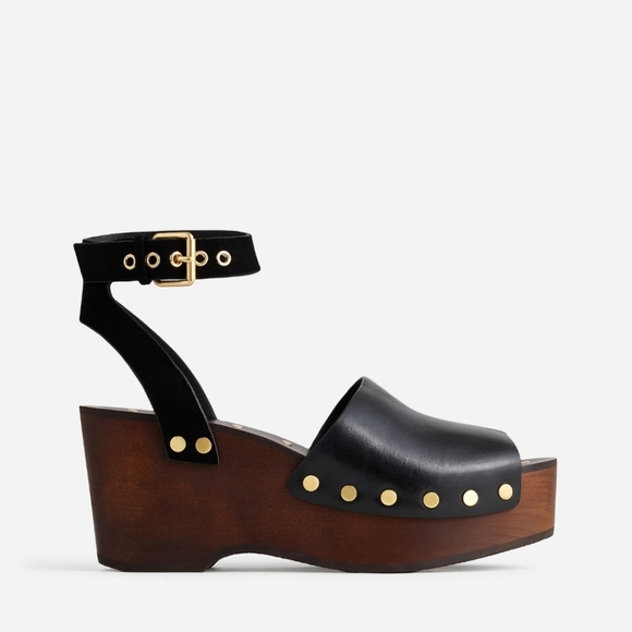 New! Madewell The Anouk Platform Clog Leather Chunky Wedge Heel Sandal - Picture 2 of 16